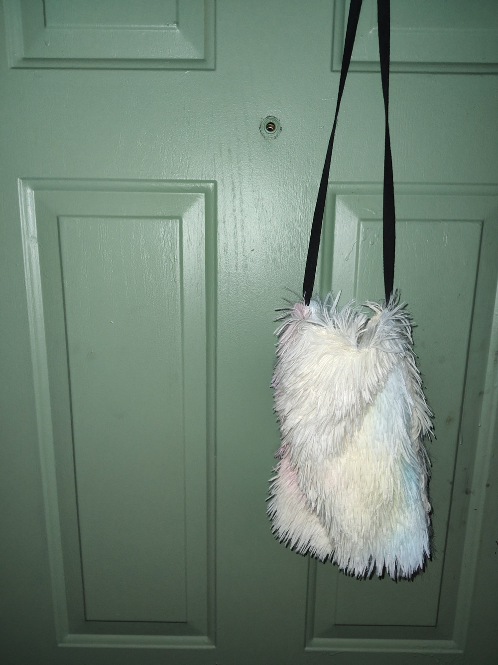 Multicolor Faux Fur Crossbody Bag with Black Strap